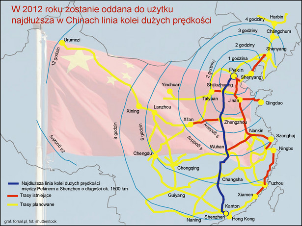 Najdłuższa w Chinach linia kolei szybkich prędkości oddana zostanie do użytku w 2012 roku