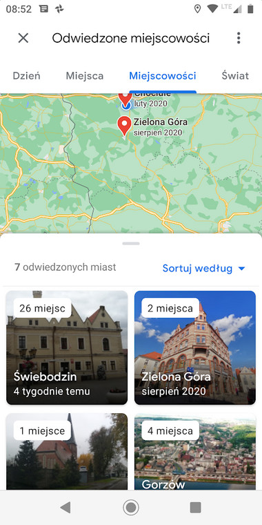 Mapy Google - oś czasu 