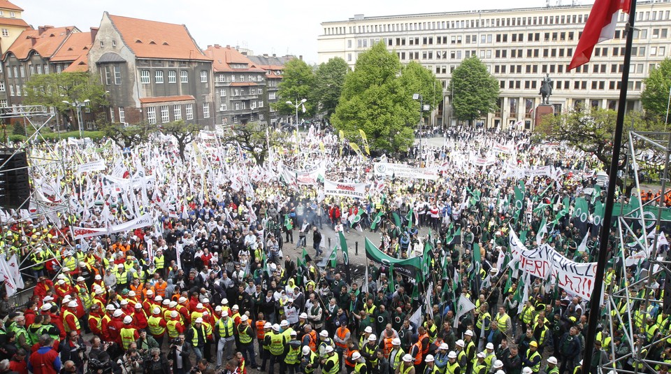 KATOWICE PROTEST GÓRNICZYCH ZWIĄZKÓW ZAWODOWYCH (manifestacja górniczych związkowców)