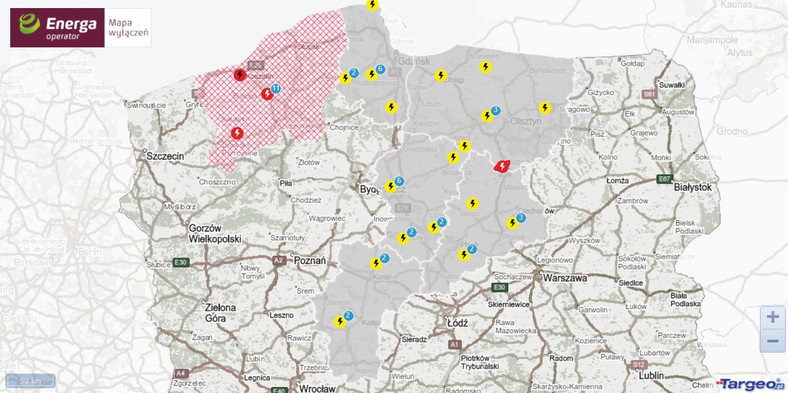 Mapa awarii prądu