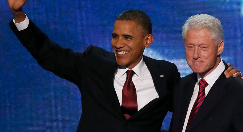 Barack Obama and Bill Clinton in 2008.
