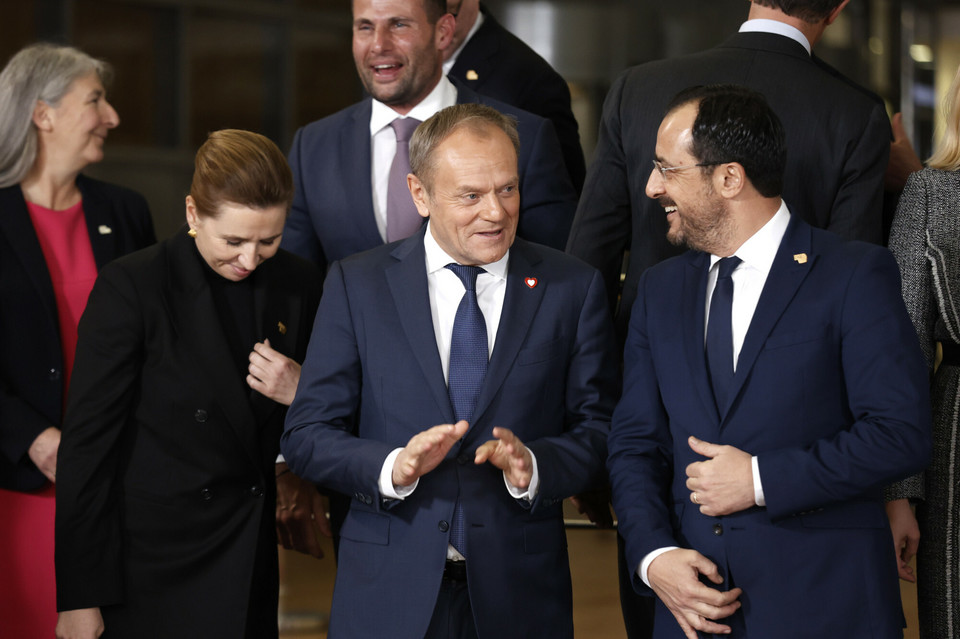 Od lewej: premierka Danii Mette Frederiksen, Donald Tusk, prezydent Cypru Nikos Christodoulides