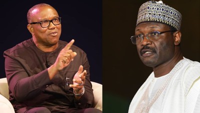 A match up photo of the Labour Party presidential candidate, Peter Obi and INEC Chairman, Prof. Mahmood Yakubu. [File]