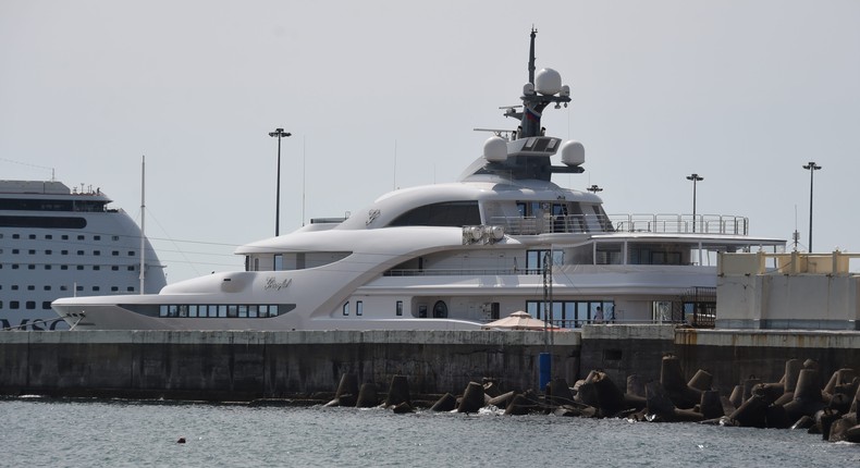 The yacht 'Graceful' of Russian President Vladimir Putin is moored at the port of Sochi, Russia, 13 July 2015.