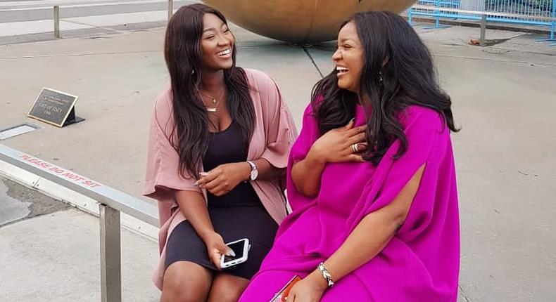 Omotola Jalade Ekeinde is probably one of the happiest women on earth at the moment as her daughter, Meraiah Ekeinde bags two degrees at the age of 19 [Instagram/Miimii_e]