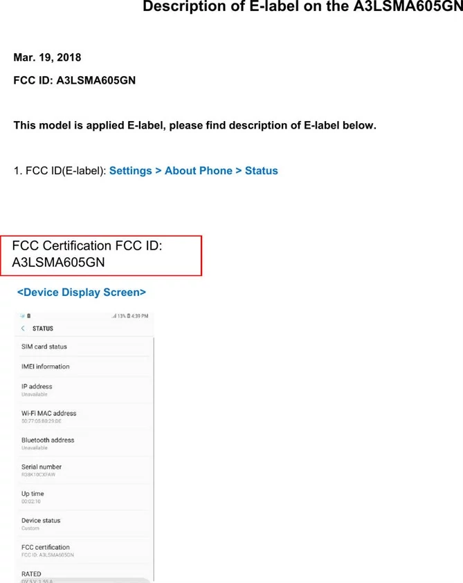 Samsung Galaxy A6 Plus otrzyma ID od FCC w oprogramowaniu