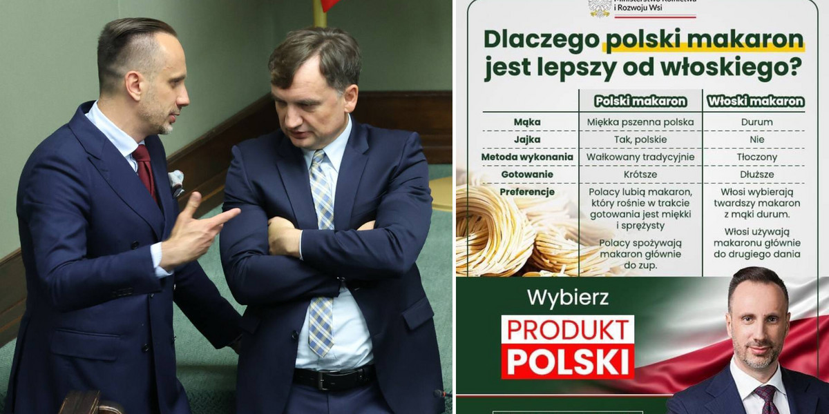 Minister Janusz Kowalski zachwala polskie makarony