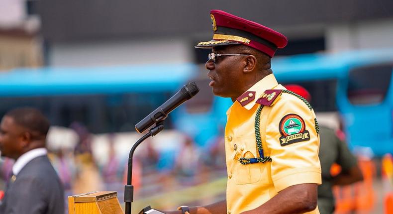 Lagos Gov Sanwo-olu addresses new recruits of LASTMA in Lagos on Wednesday, Feb 5, 2020 (Twitter: @Mr_Jags)