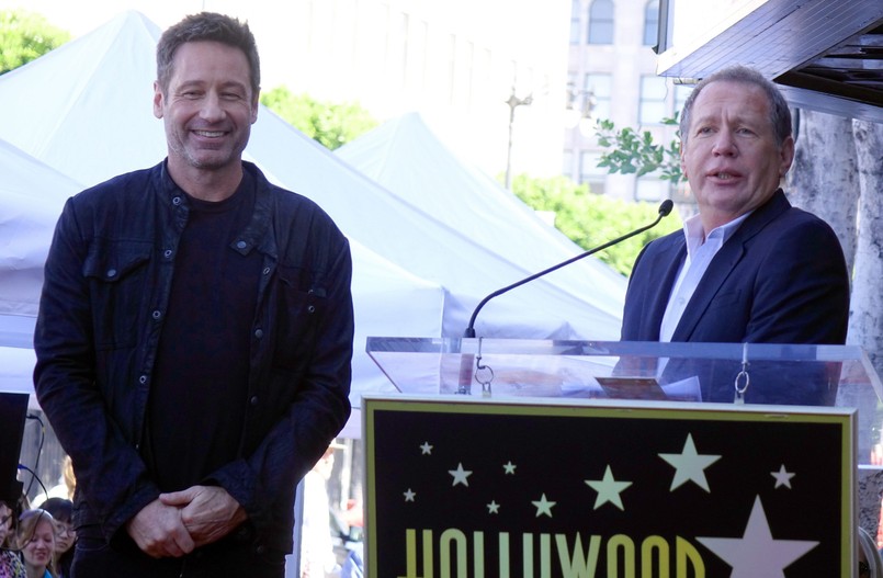 David Duchovny i Garry Shandling podczas uroczystości w Alei Sław