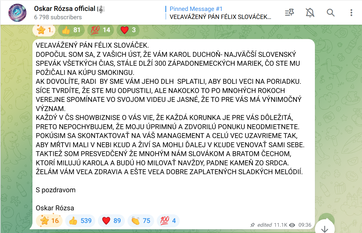 Oskar Rózsa sa obul do Felixa Slováčka.
