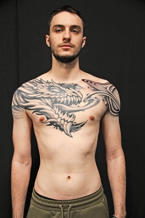 Najlepszy tatuaż atuaż graficzny wygojony - Konrad Szimeth, Wolf Town Tattoo, Słowacja