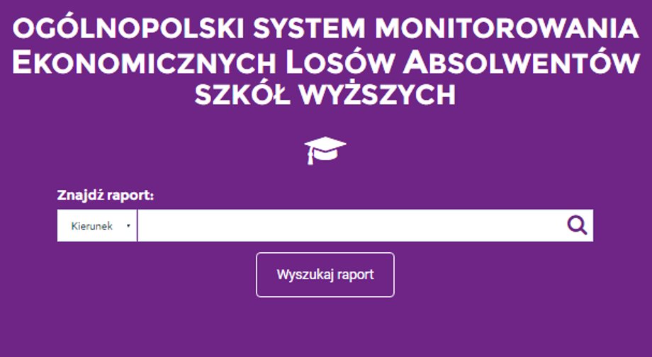 Tak wygląda serwis Ministerstwa Nauki do sprawdzania losów absolwentów