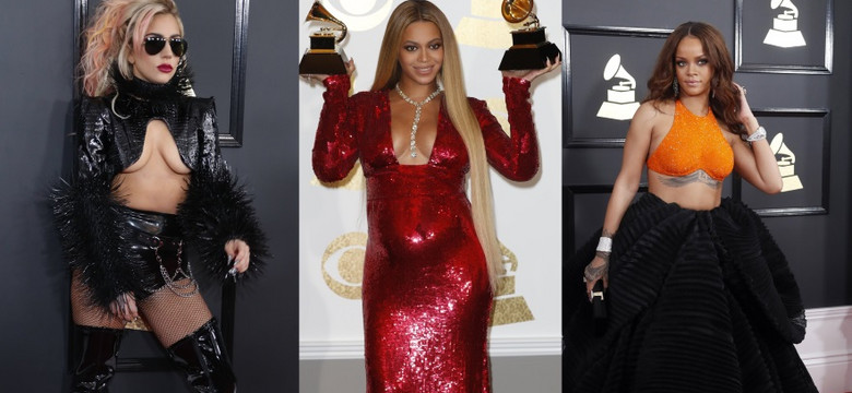 Ciężarna Beyonce, wulgarna Gaga, olbrzymia Rihanna i inne gwiazdy na gali Grammy. FOTO