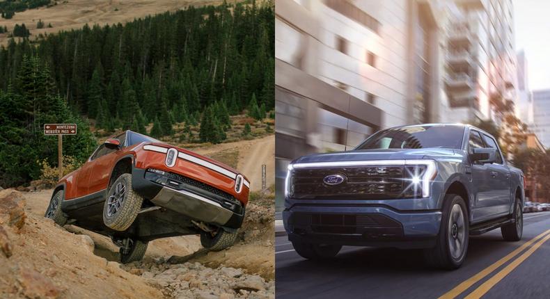 The Rivian R1T and Ford F-150 Lightning.
