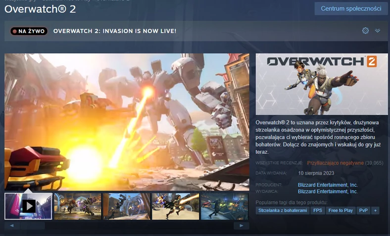 Overwatch 2 miażdżony na Steamie