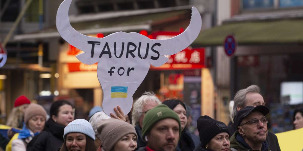 Demonstracja poparcia dla Ukrainy w Kolonii. Niemcy, 6 stycznia 2024 r.