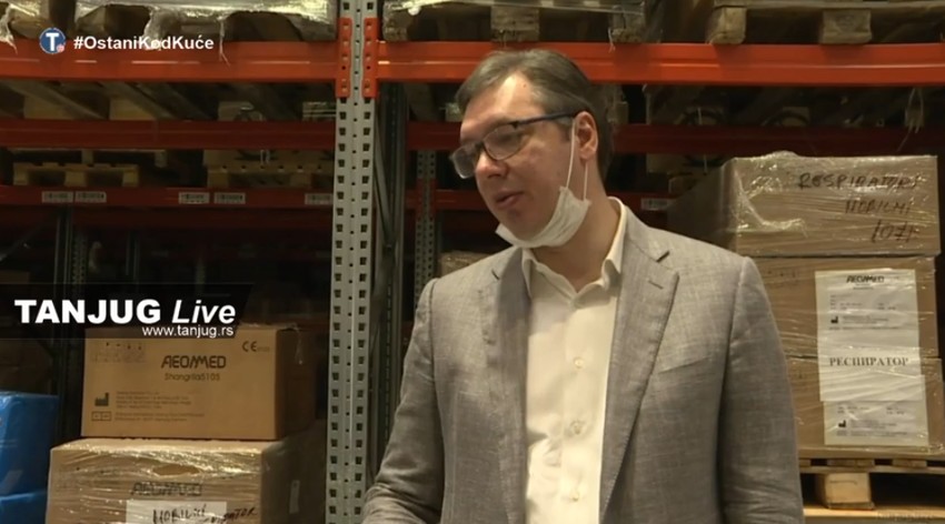 Aleksandar Vučić, medicinska oprema, magacin, Krnješevci