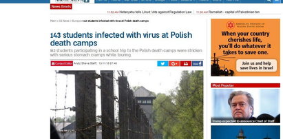 Izraelski portal oskarża: podtruli nam studentów w "polskich obozach śmierci"