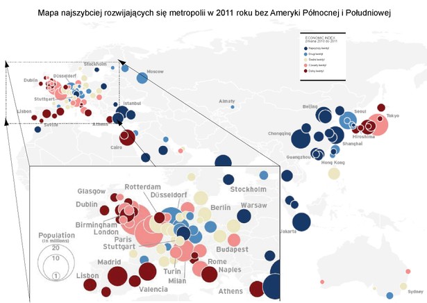 Mapa najszybciej rozwijających się metropolii