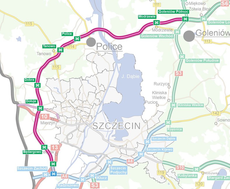 Zachodnia Obwodnica Szczecina - mapa