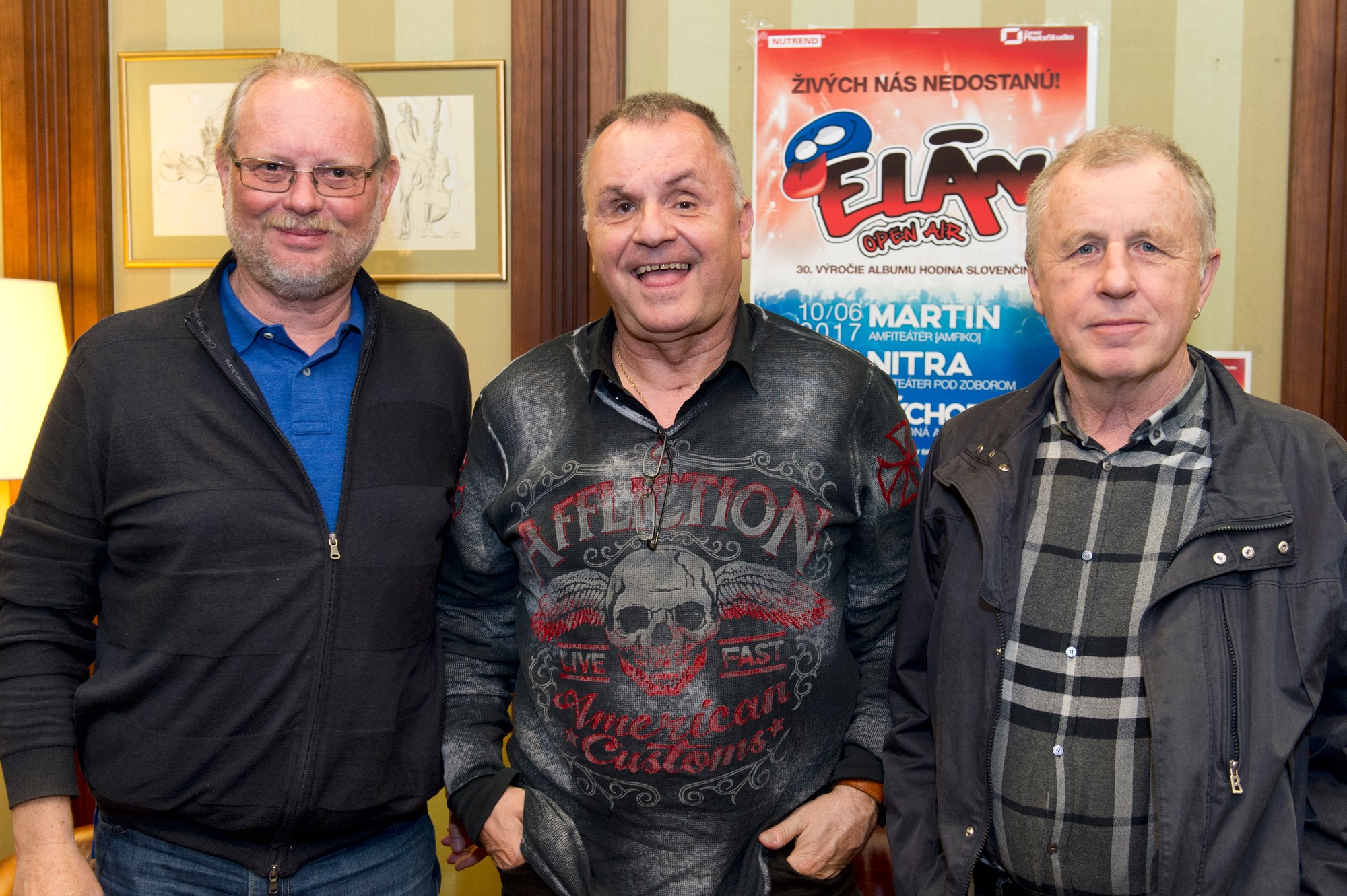 Na snímke členovia skupiny Elán zľava Vašo Patejdl, Jožo Ráž a Jano Baláž v roku 2017.