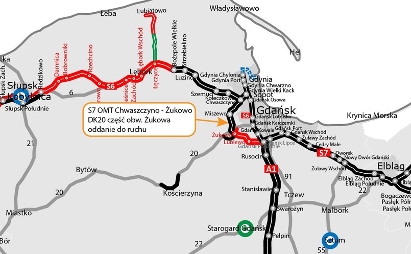 Kierowcy już korzystają z S7 Obwodnicy Metropolii Trójmiejskiej (OMT) na odcinku od Chwaszczyna do Żukowa