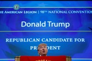 Republican presidential nominee Donald Trump speaks to the American Legion National Convention in Ci