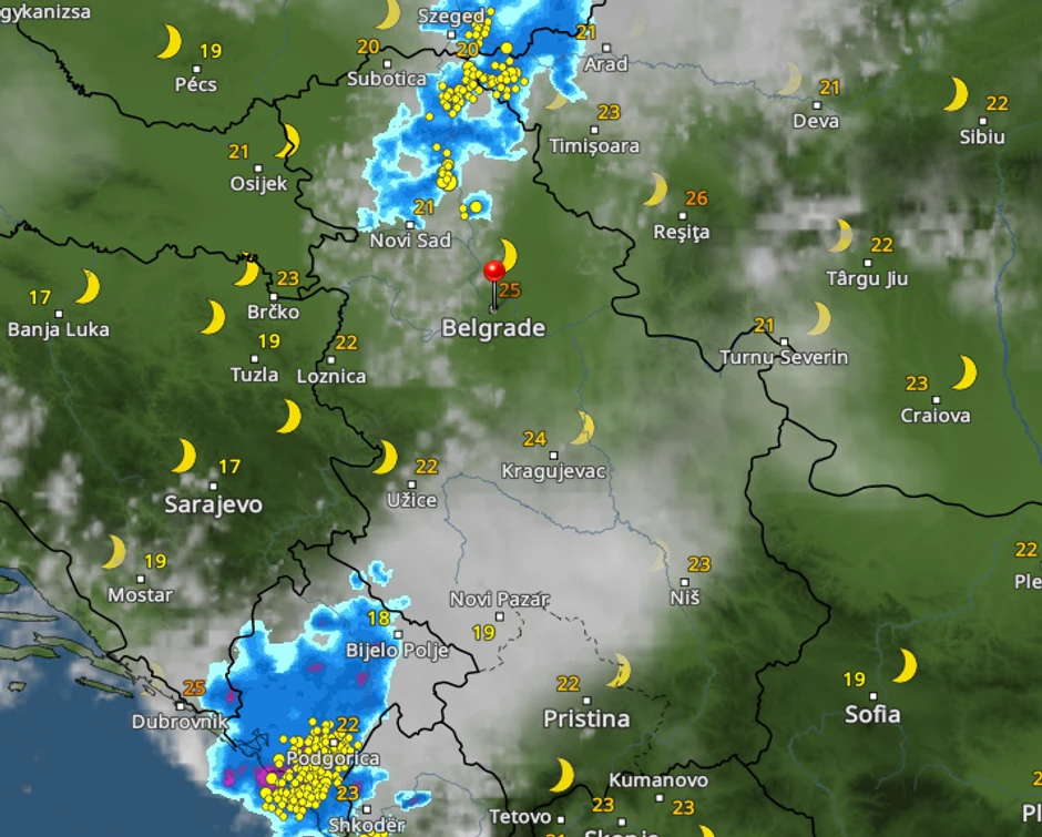 Kretanje nevremena u 1 sat