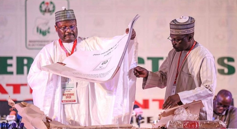 Professor Mahmood Yakubu (left) is the chairman of INEC [Vanguard]