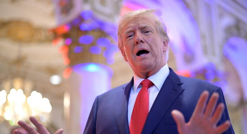 Donald Trump did not address the multiple investigations confronting him in a speech launching his third presidential campaign.Phelan M. Ebenhack for The Washington Post via Getty Images
