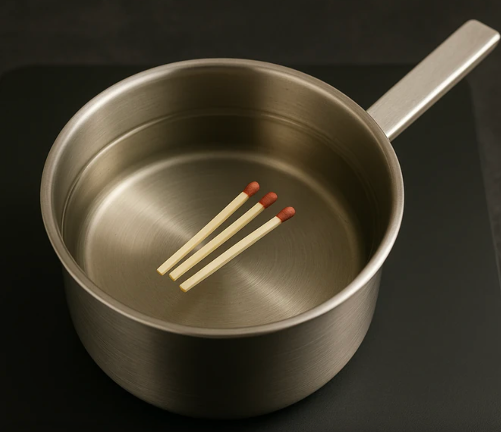 Na dne hrnca ležali tri alebo štyri zápalky.