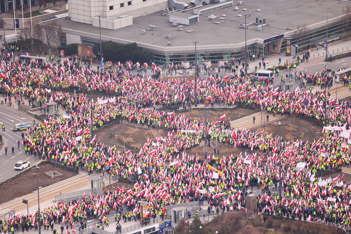 Protest rolników "Gwiaździsty Marsz na Warszawę" na Rondzie Dmowskiego,