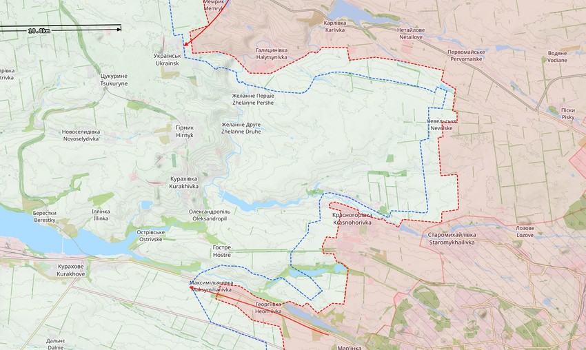 Mapa, južno od Pokrovska