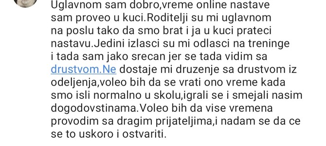 Poruke koje su đaci poslali nastavnici građanskog vaspitanja 