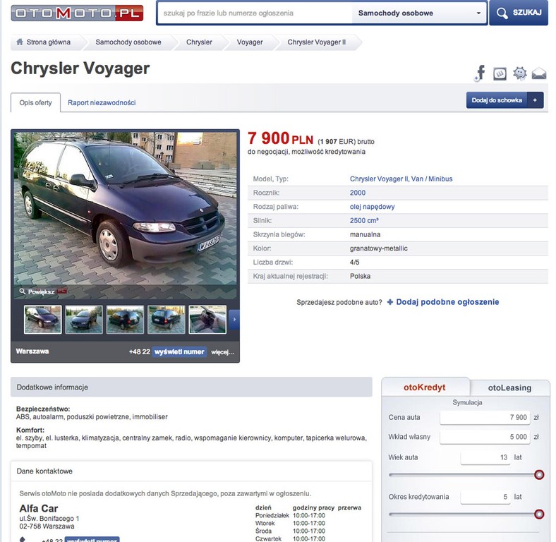 Auto z ogłoszenia Chrysler Voyager