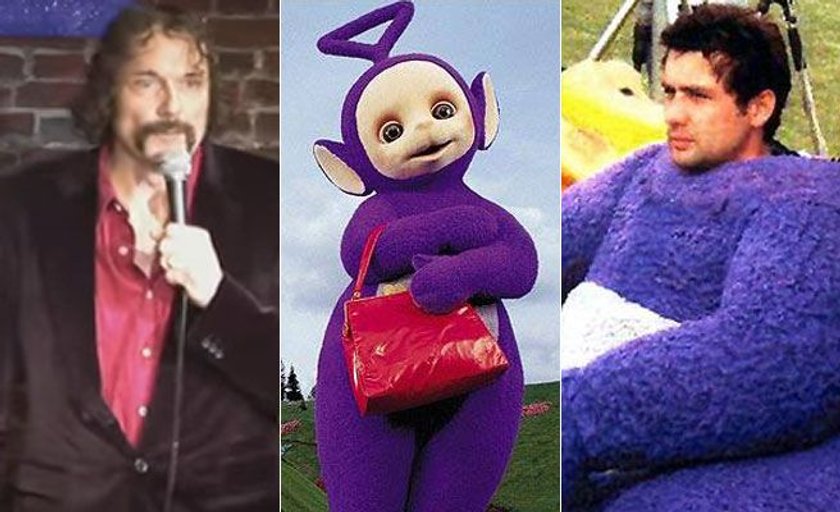 Fioletowego stworka Tinky Winky, który wzbudził kontrowersję tym, że jako chłopiec nosił torebkę grali naprzemiennie trzej aktorzy: Simon Shelton, Dave Thompson i Mark Heenehan.