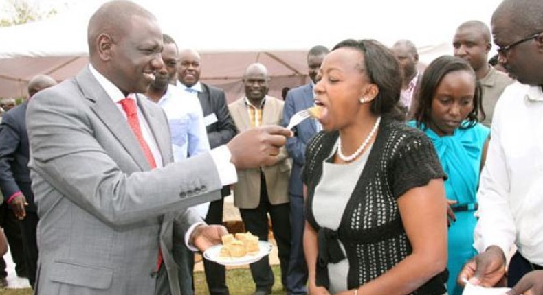 File image of DP Ruto sharing a piece of cake with his wife Rachel Ruto at a past event