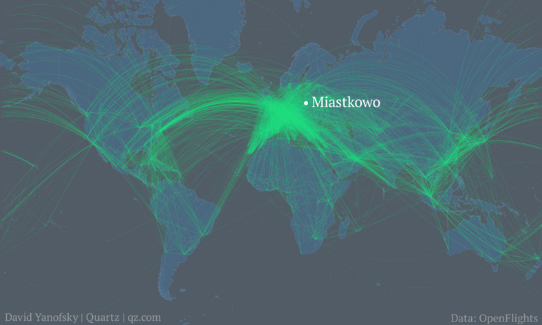 Miastkowo w centrum sieci lotniczej - obliczenia Quartz