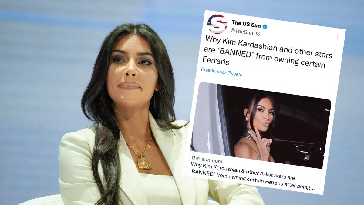 Kim Kardashian nie może już kupować specjalnych edycji samochodów Ferrari (fot. TheSunUS/Twitter)