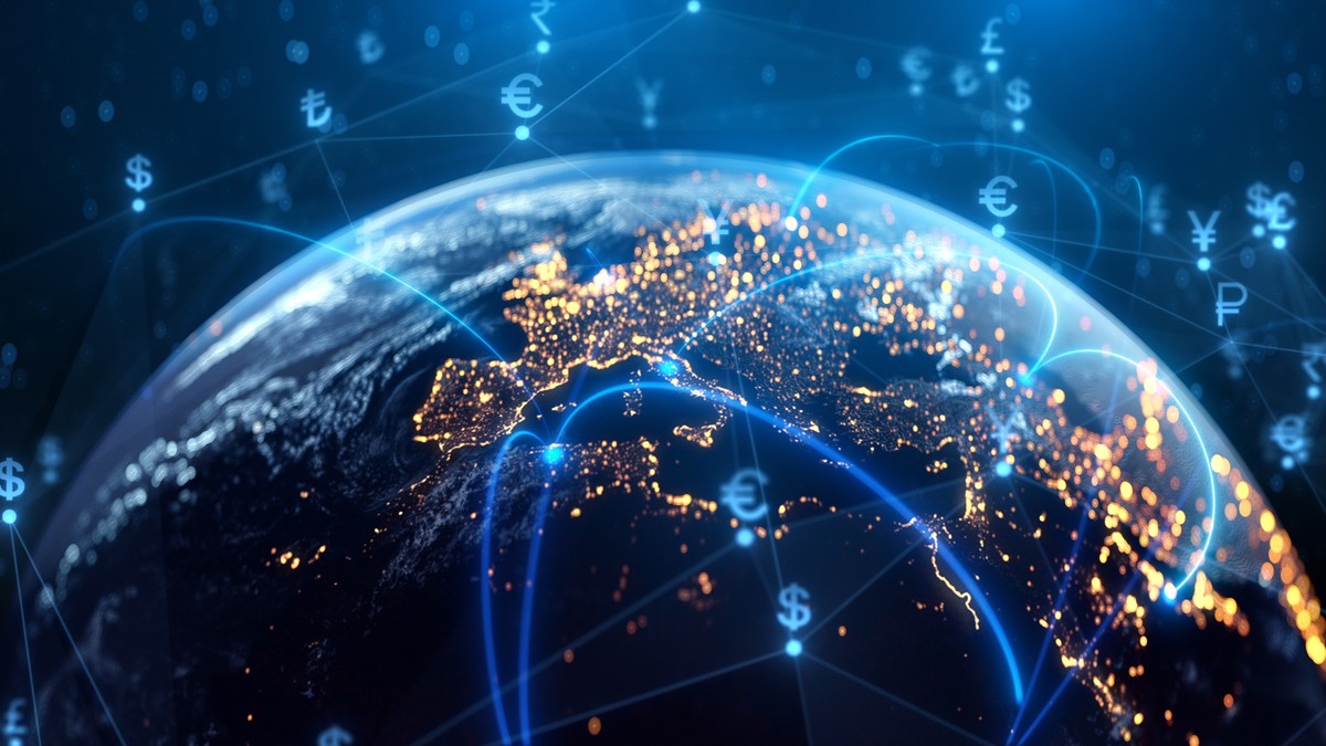 Global,Financial,Network,-,Currency,Exchange,,Digital,Money,Transfer,,Earth
