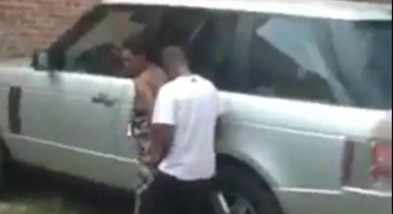 Lovers captured having sex on range rover in broad daylight