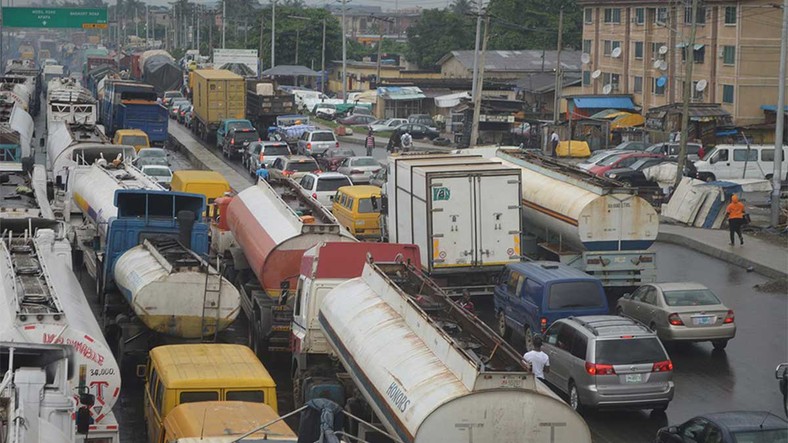 Traffic gridlock caused by articulated trucks on Lagos roads has been a source of headache for the government for years [Guardian] 