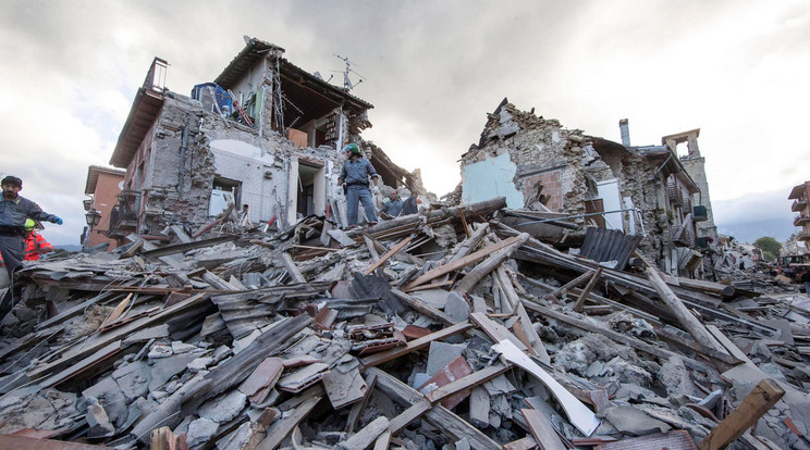 Amatrice település a földrengés után / Fotó: MTI