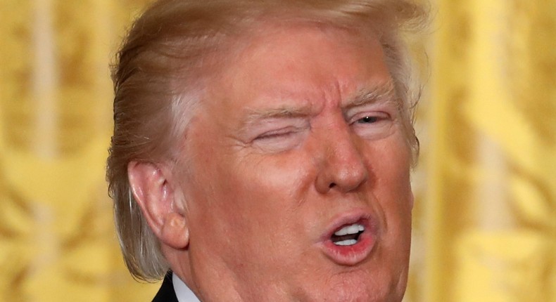 President Donald Trump speaks during a news conference, Thursday, Feb. 16, 2017, in the East Room of the White House in Washington.