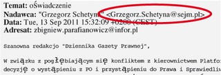 Schetyna w PiS. My też mamy e-mail