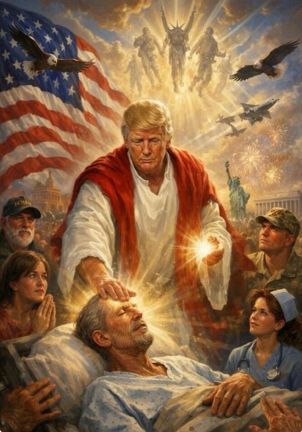 Trump soon took down the image he posted of himself as a Christ-like figure.