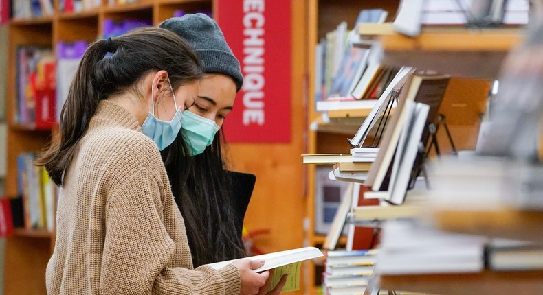 Browsing at The Strand.
