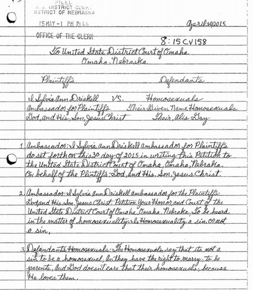 Odlomak pisma koje je Amerikanka dostavila sudu