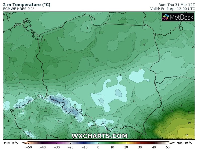 W głównej strefie opadów temperatura nie wzrośnie powyżej 0 st. C