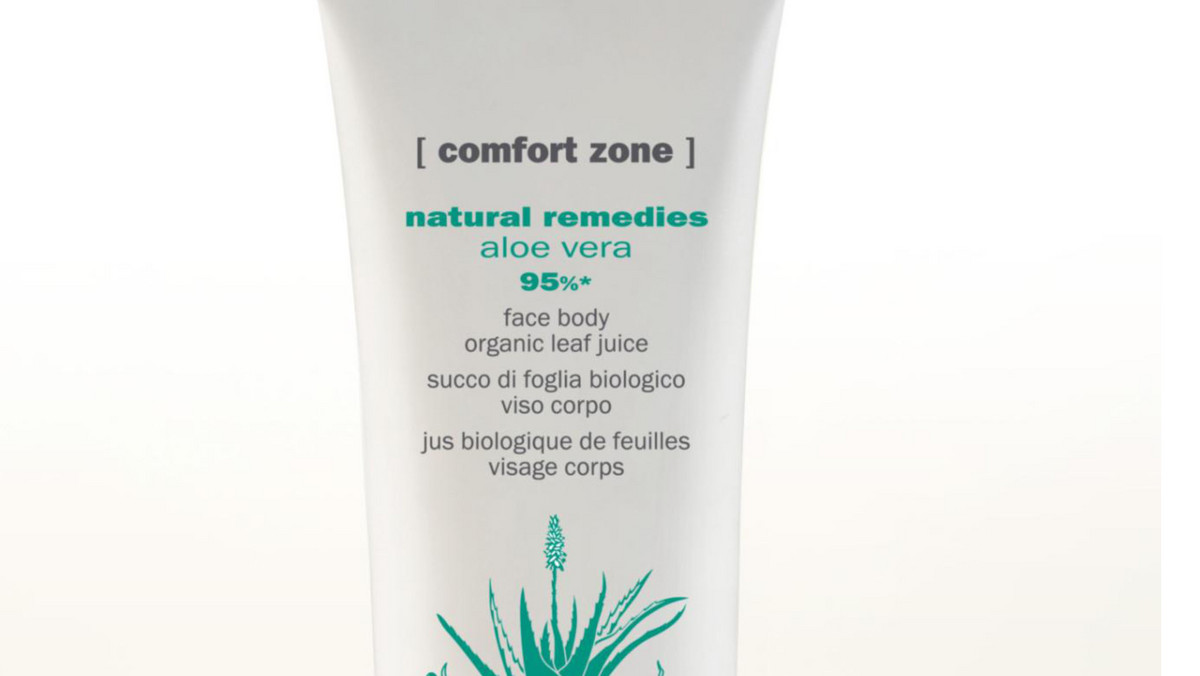 comfort zone, Natural Remedies Aloe Vera - żel do twarzy i ciała z wysoce skoncentrowanym organicznym aloesem, zalecany dzięki właściwościom nawilżającym i i wygładzającym.